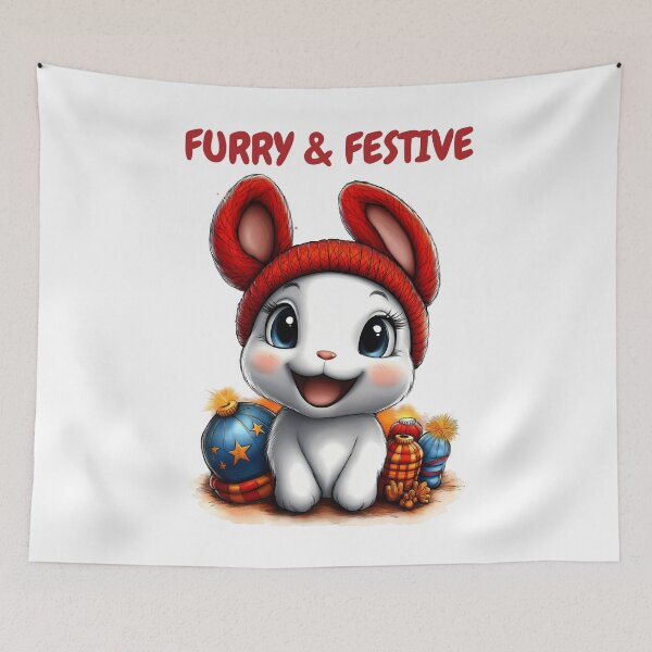 Item preview, Furry & Festive Bunny, Christmas Rabbit Art, Cute Festive Bunny, Holiday Animal Design, Winter Bunny Illustration designed and sold by BukkyStory.