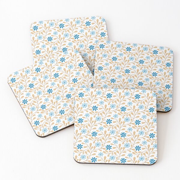 Item preview, Trailing floral in Cyan and Cream designed and sold by kalaauniverse_art_studio.