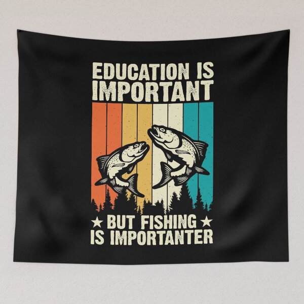 Item preview, Education is Important But Fishing Is Importanter - Vintage Sunset Fishing Lovers  designed and sold by Smix Pixels.