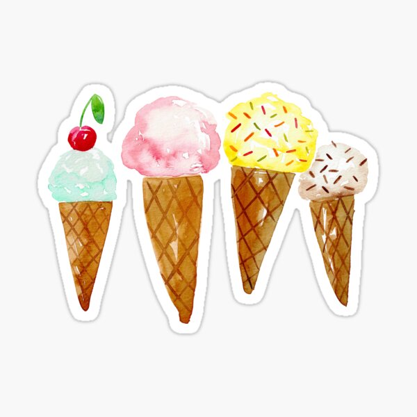 Ice Creams, Watercolour Ice Creams, Gelato Sticker