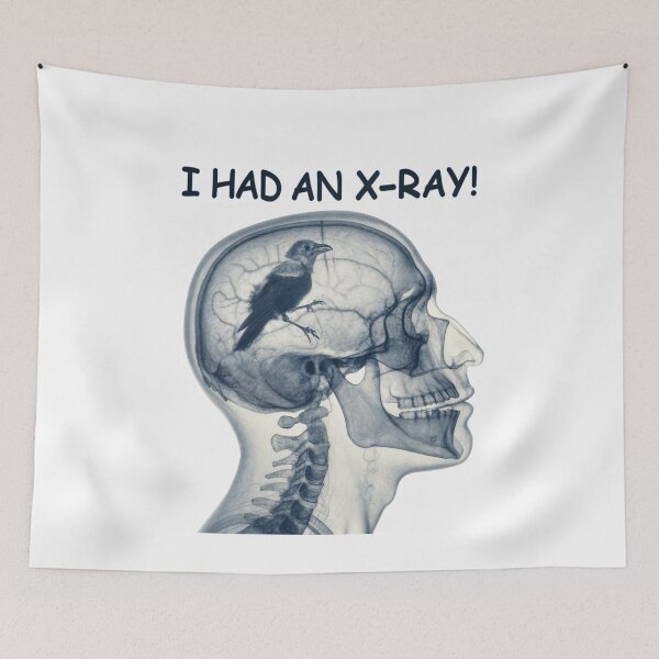 Item preview, Unique Skull X-Ray Design with Bird Brain Art - Whimsical X-Ray Illustration designed and sold by Colorful-Garden.