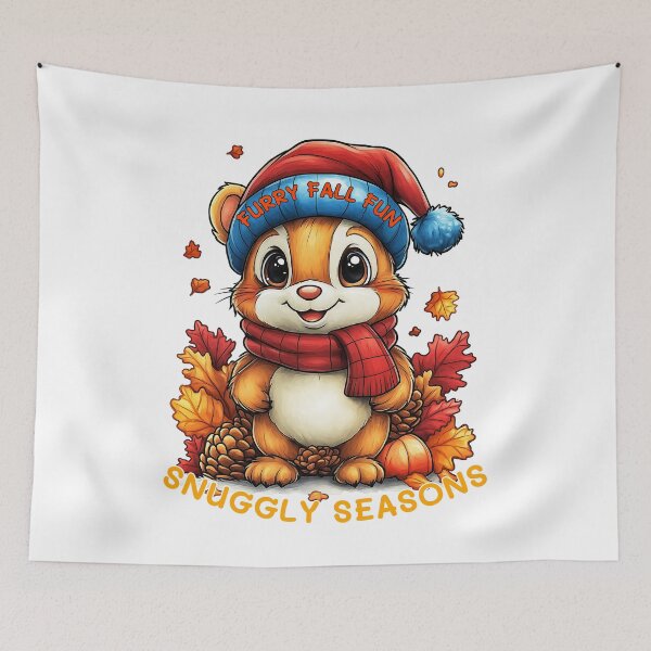 Item preview, Furry Fall Fun, Snuggly Seasons Art, Cozy Autumn Animal, Cute Fall Chipmunk, Festive Fall Illustration designed and sold by BukkyStory.