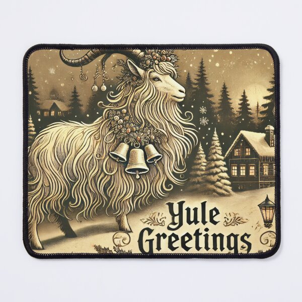 Item preview, Yule Greetings – Festive Goat in Winter Wonderland designed and sold by ArizonaWitches.