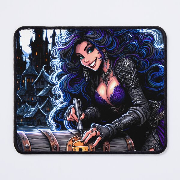 Item preview, Gorgeous Medieval Fantasy Thief Babe Picking A Lock! designed and sold by AIPixelMaster.