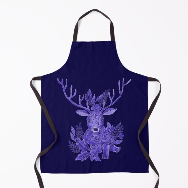 Item preview, Rain deer and a delicate floral ornament - navy blue designed and sold by Kaushlydraw.