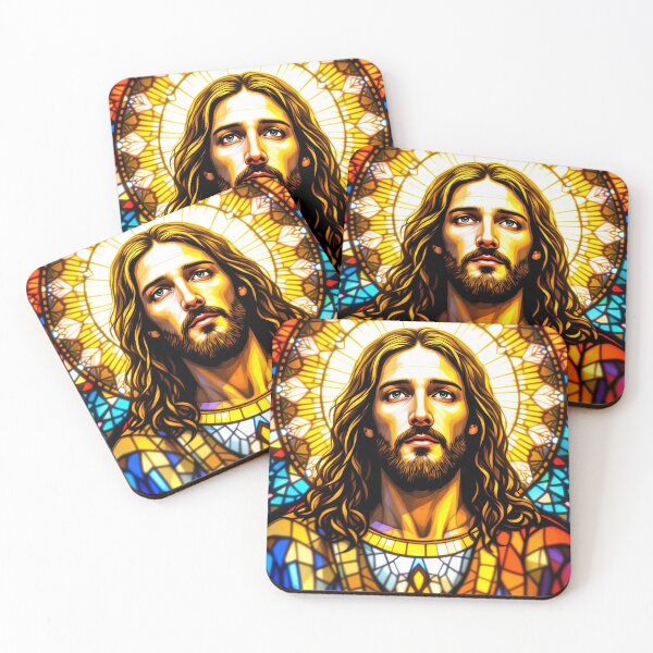 Item preview, Radiant Stained Glass Jesus Art – Spiritual Masterpiece designed and sold by FaithCreatives.