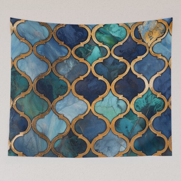 Item preview, Blue Emerald Maroccan Gold Gilding Pattern designed and sold by GrinGalore.