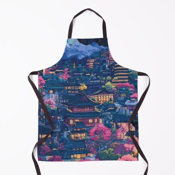 Item preview, Retro Modern Japan Pixel Art Collage Pattern designed and sold by GrinGalore.