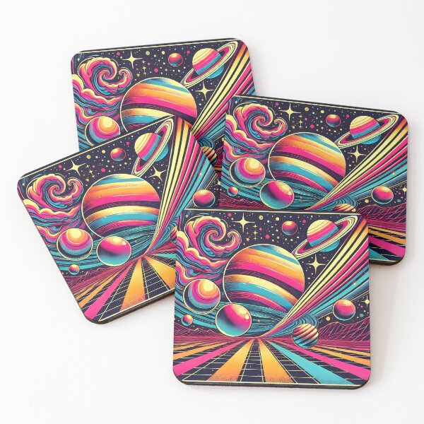 Item preview, "Vibrant retro galaxy with swirling planets." designed and sold by OrbitOdyssey.