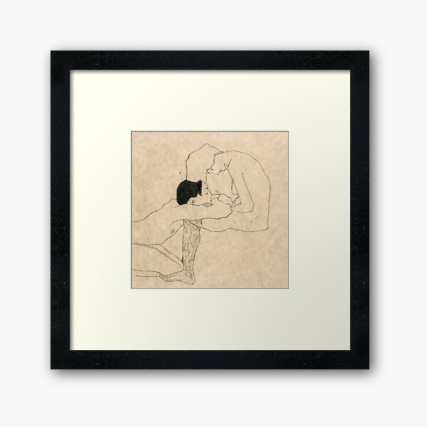 Egon Schiele "Lovers" Framed Art Print