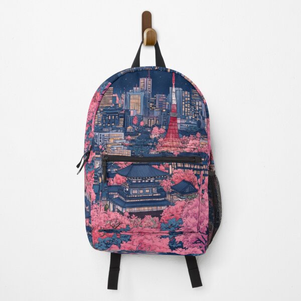 Item preview, Vintage Modern Japan Pink Blue Collage Pattern designed and sold by GrinGalore.