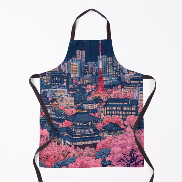 Item preview, Vintage Modern Japan Pink Blue Collage Pattern designed and sold by GrinGalore.