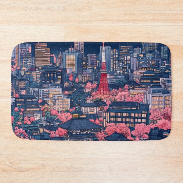 Item preview, Vintage Modern Japan Pink Blue Collage Pattern designed and sold by GrinGalore.