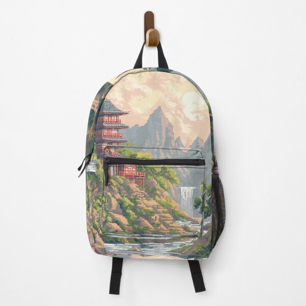Item preview, Japan Pixel Art Ancient Temple Pattern designed and sold by GrinGalore.