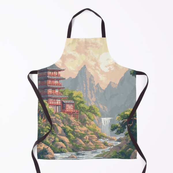 Item preview, Japan Pixel Art Ancient Temple Pattern designed and sold by GrinGalore.