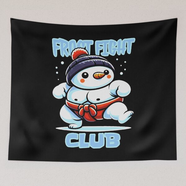 Item preview, Frost Fight Club Playful Snowman Fighter with Carrot Nose and Red Sash designed and sold by SplashTastic.