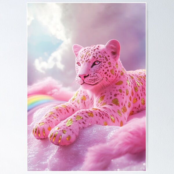 Item preview, Pink Leopard With Gold Spots In The Clouds designed and sold by AVisionInPink.