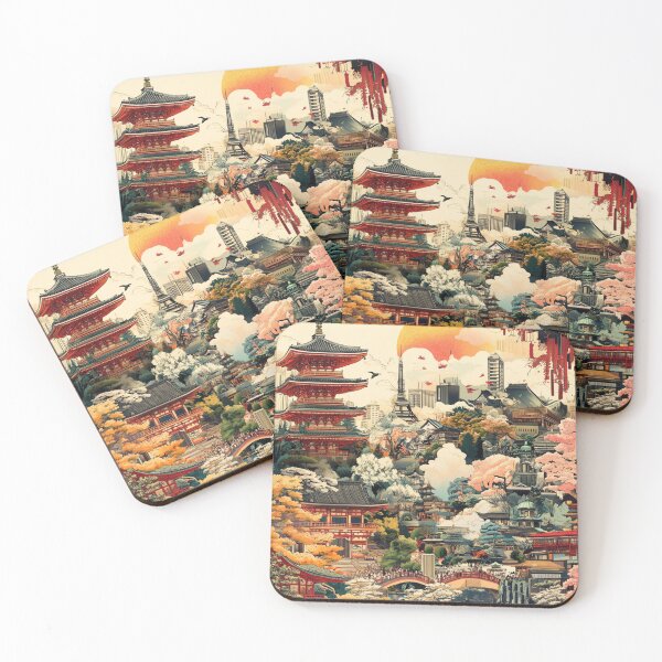 Item preview, Modern Retro Tokio Collage Pattern designed and sold by GrinGalore.