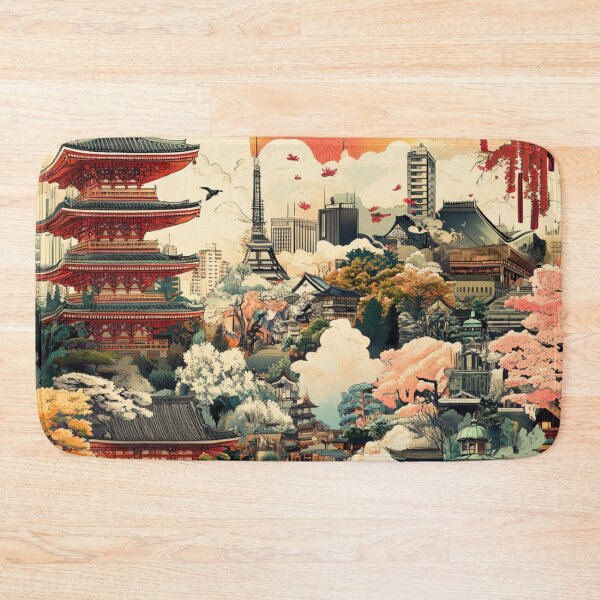Item preview, Modern Retro Tokio Collage Pattern designed and sold by GrinGalore.