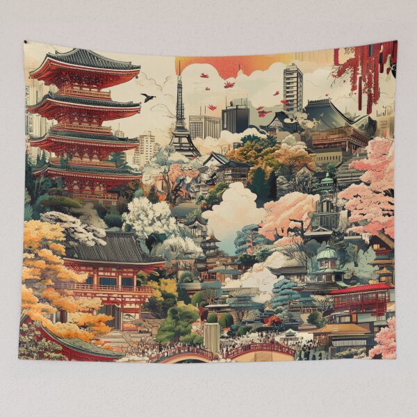 Item preview, Modern Retro Tokio Collage Pattern designed and sold by GrinGalore.