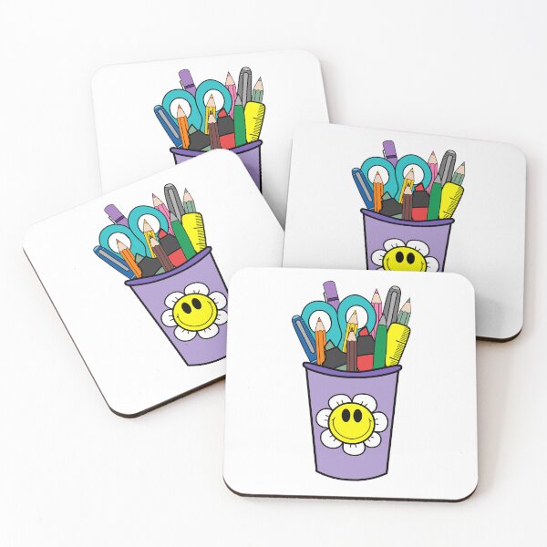 Item preview, Teachers Pencil and Pen Holder with Smiley Face Flower Design Purple and Yellow designed and sold by MrsCreative1.