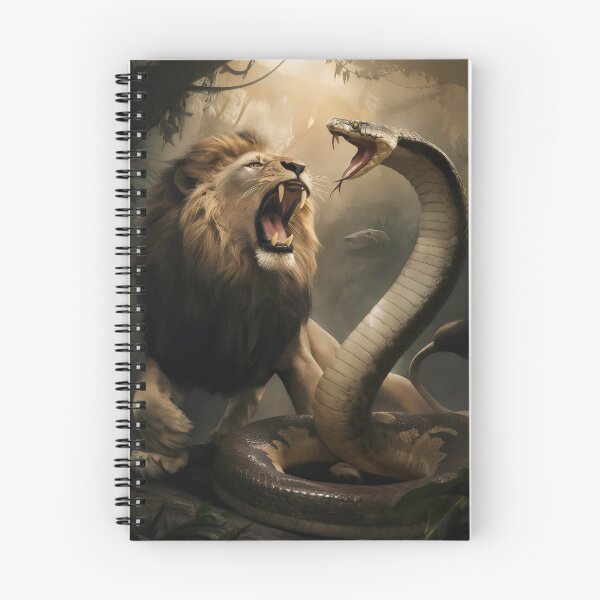 Item preview, A duel between a lion and a snake in the jungle. designed and sold by MyHappyArtShop.