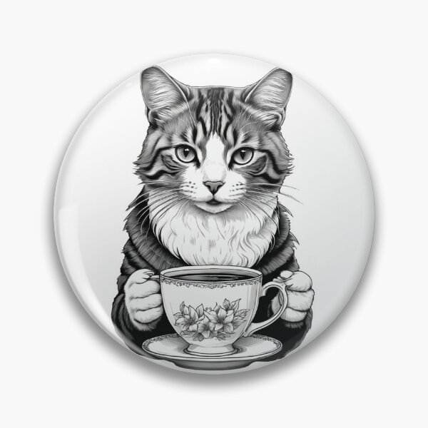Item preview, Minimalist Cat Drinking Tea designed and sold by Bunmigraphics .