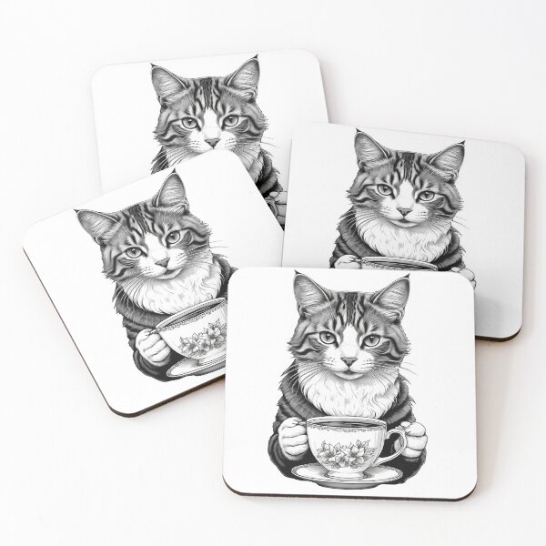 Item preview, Minimalist Cat Drinking Tea designed and sold by Bunmigraphics .