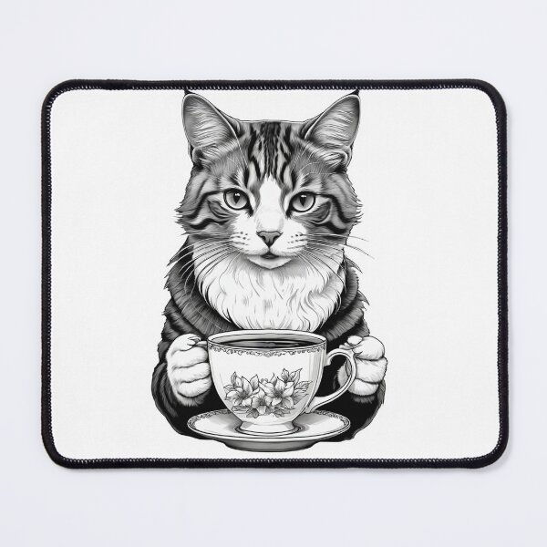 Item preview, Minimalist Cat Drinking Tea designed and sold by Bunmigraphics .