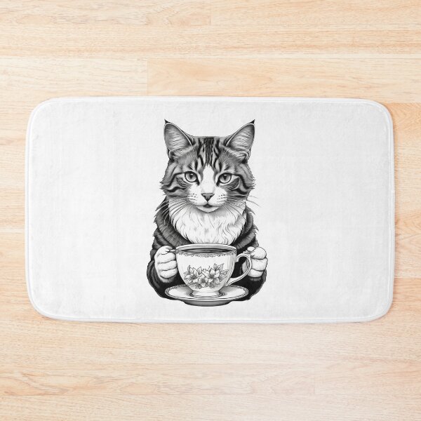 Item preview, Minimalist Cat Drinking Tea designed and sold by Bunmigraphics .