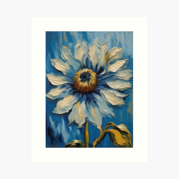 Item preview, Serene Blue Daisy with Golden Heart designed and sold by MOONE FLOWER.