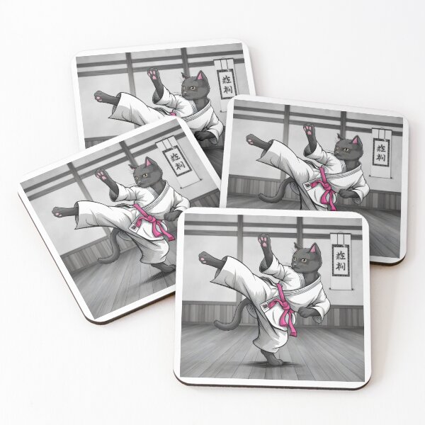 Item preview, Karate Cat in Action – Martial Arts Feline Design designed and sold by Cherry-Cat.