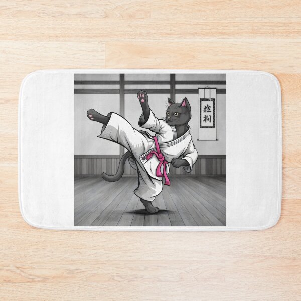 Item preview, Karate Cat in Action – Martial Arts Feline Design designed and sold by Cherry-Cat.