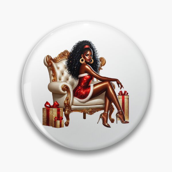 Item preview, Glamorous Christmas Black Woman, Luxury Afro Girl, New Year Woman, Xmas Girl, Red Shiny Dress Girl, Stilysh Christmas. designed and sold by gabrielakrall.