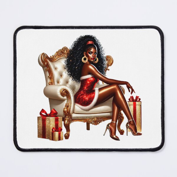 Item preview, Glamorous Christmas Black Woman, Luxury Afro Girl, New Year Woman, Xmas Girl, Red Shiny Dress Girl, Stilysh Christmas. designed and sold by gabrielakrall.