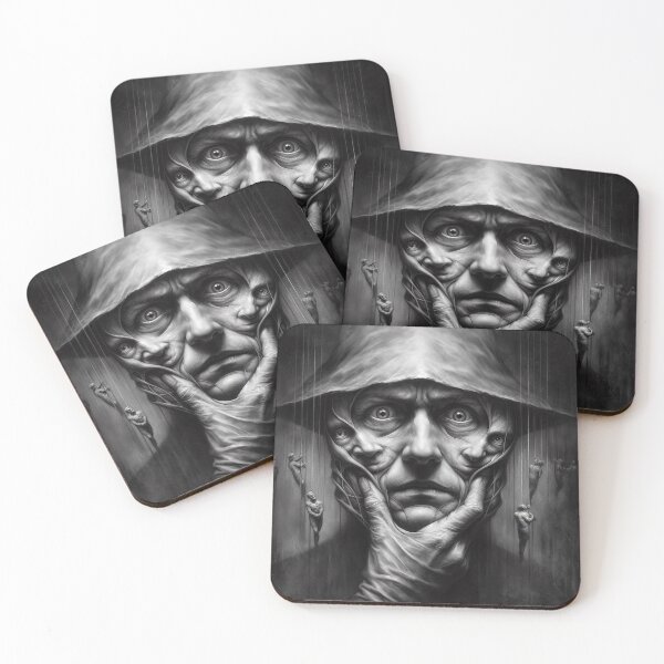 Item preview, Dark Surreal Portrait Man of Many Faces Abstract Gothic Wall Art designed and sold by Very Peculiar.