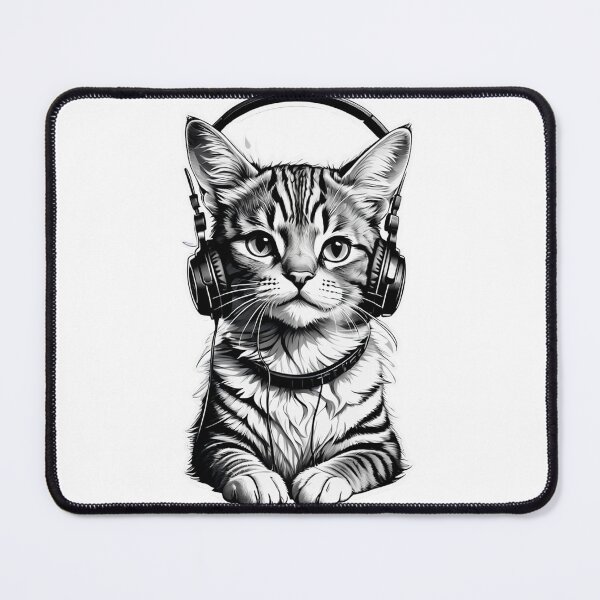 Artikelvorschau, Minimalistische Katze mit Headset entworfen und verkauft von Bunmigraphics .