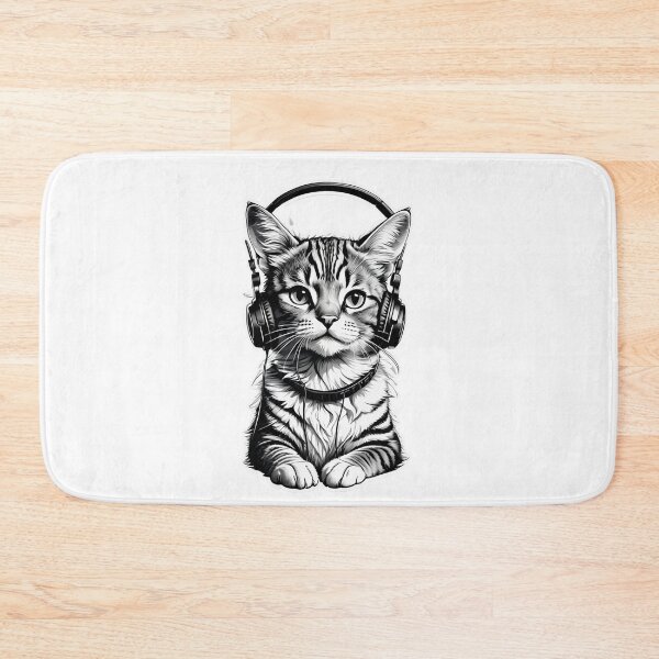 Artikelvorschau, Minimalistische Katze mit Headset entworfen und verkauft von Bunmigraphics .