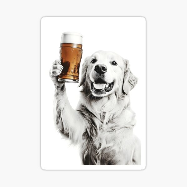 Item preview, Golden Retriever Dog Drinking Beer, Funny Beer Humor designed and sold by CheekyAnimalz.