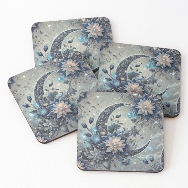 Item preview, Celestial Blooms with Crescent Moon and Starry Accents designed and sold by TeslaSt0re.