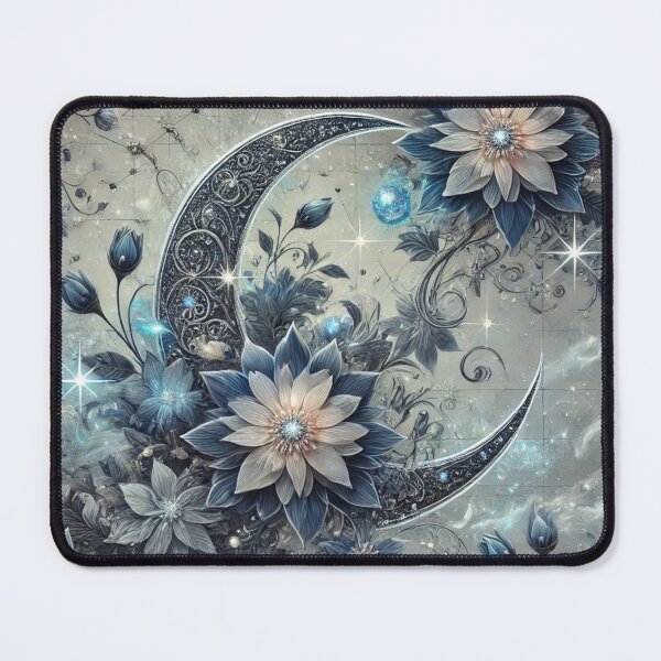 Item preview, Celestial Blooms with Crescent Moon and Starry Accents designed and sold by TeslaSt0re.