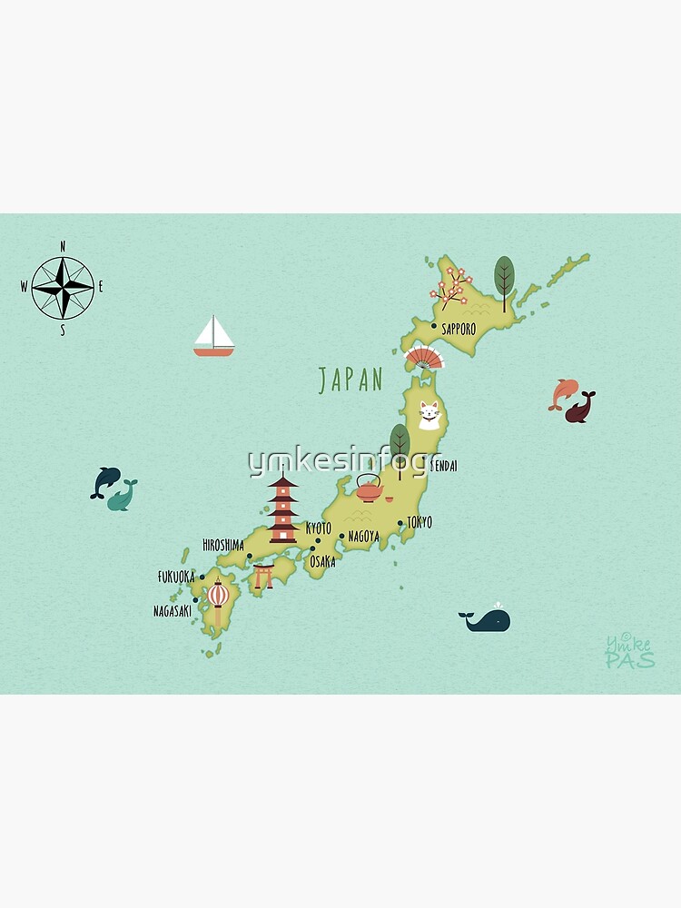 Thumbnail 3 of 3, Art Print, Illustrated map of Japan designed and sold by ymkesinfogr.