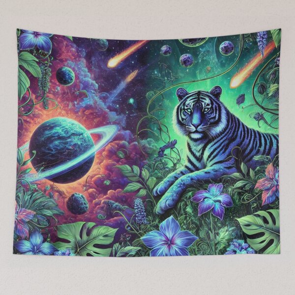Item preview, Galactic Tiger in a Mystical Cosmic Garden designed and sold by TeslaSt0re.