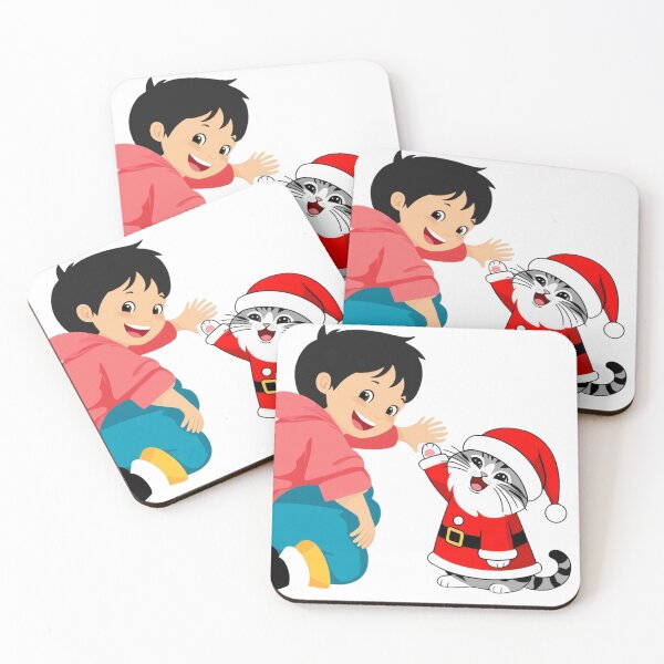 Item preview, Boy High-Fiving Santa Cat designed and sold by Kindoza Studio.
