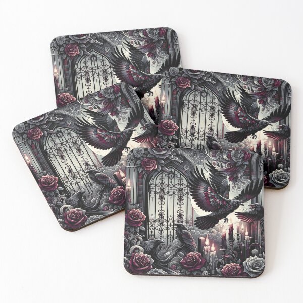 Item preview, Gothic Ravens in a Rose-Adorned Candlelit Scene designed and sold by TeslaSt0re.
