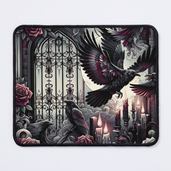 Item preview, Gothic Ravens in a Rose-Adorned Candlelit Scene designed and sold by TeslaSt0re.