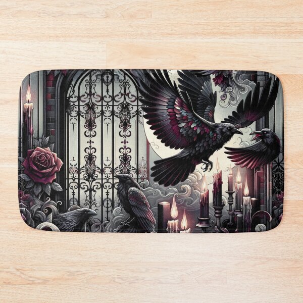 Item preview, Gothic Ravens in a Rose-Adorned Candlelit Scene designed and sold by TeslaSt0re.