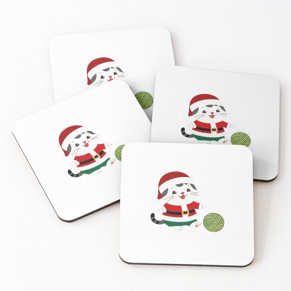 Item preview, Playful Santa Cat with Yarn Ball designed and sold by SoftRebel Prints.