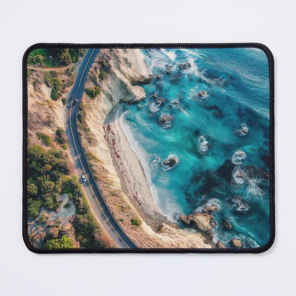 Item preview, Road on cliffs with rough sea - Aerial landscape designed and sold by TheArtistOf2022.