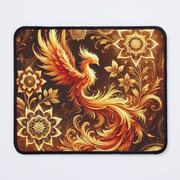 Item preview, Golden Phoenix Rising in a Fiery Floral Design designed and sold by TeslaSt0re.